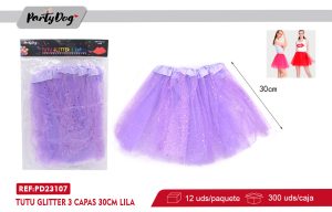 TUTU GLITTER 3 CAPAS 30CM LILA