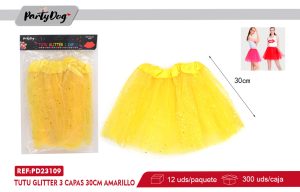 TUTU GLITTER 3 CAPAS 30CM AMARILLO