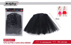 TUTU GLITTER 3 CAPAS 30CM NERGRO