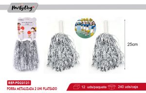 Porra Metalizada 2PCS 25CM PLATEADO