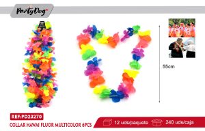COLLAR HAWAIANO FLUOR MULTICOLOR 55CM 6PCS