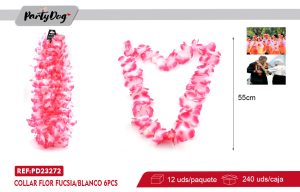 COLLAR FLOR FUCSIA/BLANCO 55CM 6PCS