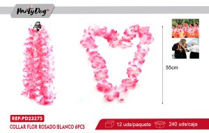 COLLAR FLOR ROSADO/BLANCO 55CM 6PCS