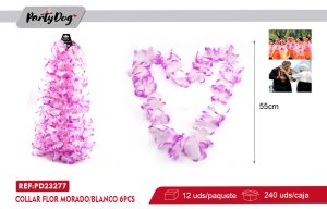 COLLAR FLOR MORADO/BLANCO 55CM 6PCS