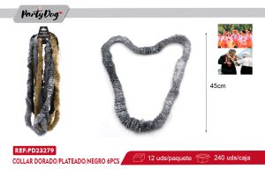 COLLAR HAWAIANO DORADO/PLATEADO/NEGRO 6PCS