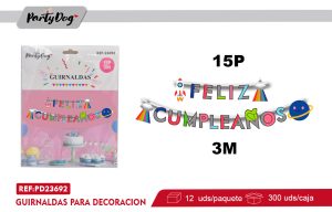 GUIRNALDAS FELIZ CUMPLEANOS ASTRONAUTA 3M