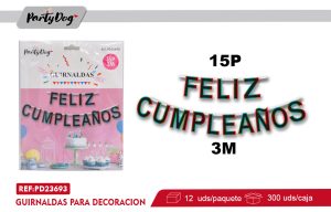GUIRNALDAS FELIZ CUMPLEANOS NEGRO 3M
