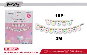 GUIRNALDAS FELIZ CUMPLEANOS ARCOIRIS 3M