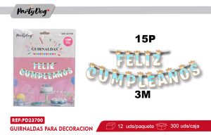 GUIRNALDAS FELIZ CUMPLEANOS CELESTES 3M
