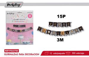 GUIRNALDAS FELIZ CUMPLEANOS NEGRO 3M