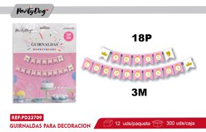 GUIRNALDAS FELIZ CUMPLEANOS ROSADO 3M