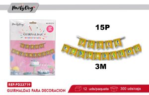 GUIRNALDAS FELIZ CUMPLEANOS DORADO 3M