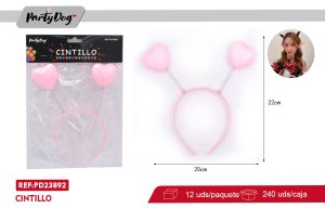 CINTILLO CORAZON GLITTER ROSADO