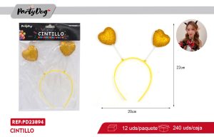 CINTILLO CORAZON GLITTER DORADO