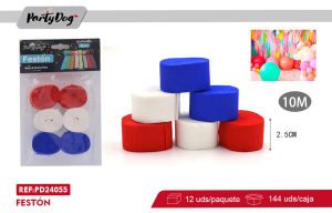 Festón BLANCO ROJO AZUL 2.5*10M 6PCS