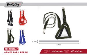 ARNÉS Y TRAILLA PARA PERRO 1.5X120CM