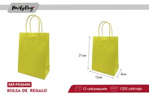 BOLSA DE  REGALO S 15*21*8CM AMARILLO DOCENA