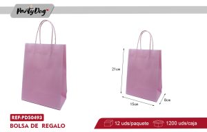 BOLSA DE  REGALO S 15*21*8CM ROSADO DOCENA