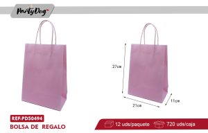 BOLSA DE  REGALO M 21*27*11CM ROSADO DOCENA