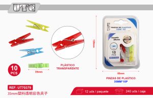 PINZAS DE PLASTICO COLORES 35MM 10PCS