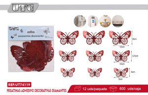 PACK 12 PEGATINA MARIPOSAS ROJO 12PCS