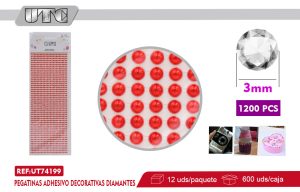 Pegatinas Adhesivo Decorativas PERLAS 3MM 1200PCS ROJO PACK 12