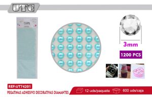 Pegatinas Adhesivo Decorativas PERLAS 3MM 1200PCS AZUL PACK 12
