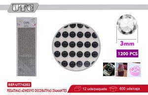 Pegatinas Adhesivo Decorativas PERLAS 3MM 1200PCS NEGRO PACK 12