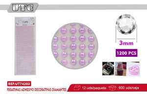 Pegatinas Adhesivo Decorativas PERLAS 3MM 1200PCS MORADO PACK 12