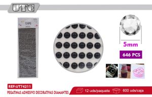 Pegatinas Adhesivo Decorativas PERLAS 5MM 646PCS NEGRO PACK 12