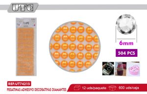 Pegatinas Adhesivo Decorativas PERLAS 6MM 504PCS DORADO PACK 12