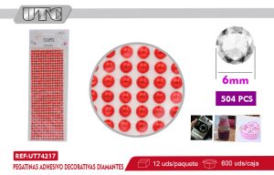Pegatinas Adhesivo Decorativas PERLAS 6MM 504PCS ROJO PACK 12