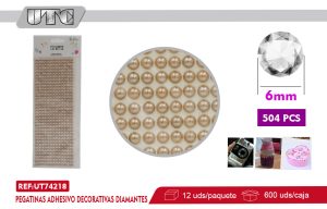 Pegatinas Adhesivo Decorativas PERLAS 6MM 504PCS CHAMPAN PACK 12