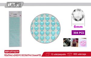 Pegatinas Adhesivo Decorativas PERLAS 6MM 504PCS AZUL PACK 12
