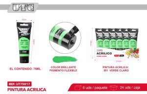 PINTURA ACRILICA 75ML VERDE CLARO X 6