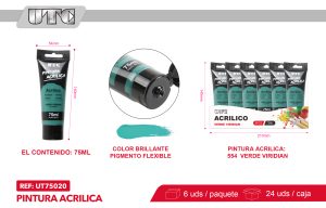 PINTURA ACRILICA 75ML verde viridian X 6
