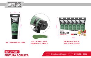 PINTURA ACRILICA 75ML VERDE VEJIGA X 6
