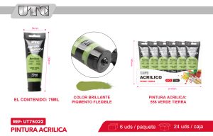 PINTURA ACRILICA 75ML VERDE TIERRA X 6