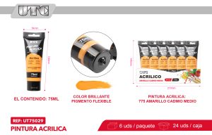 PINTURA ACRILICA 75ML AMARILLO CADMIO MEDIO X 6