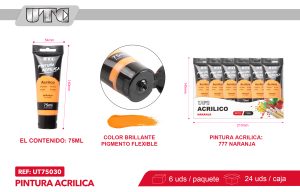 PINTURA ACRILICA 75ML NARANJA X 6