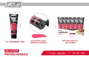 PINTURA ACRILICA 75ML CARMIN X 6