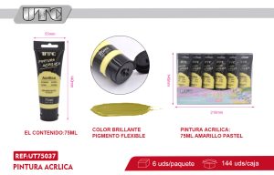 PINTURA ACRILICA PASTEL 75ML AMARILLO X 6
