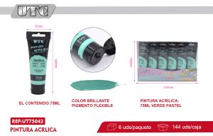 PINTURA ACRILICA PASTEL 75ML VERDE X 6
