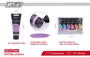PINTURA ACRILICA PASTEL 75ML COLORES X 6