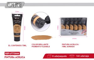 PINTURA ACRILICA METALICO 75ML DORADO X 6