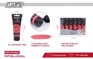 PINTURA ACRILICA METALICO 75ML ROSADO X 6