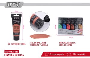 PINTURA ACRILICA METALICO 75ML COLORES X 6