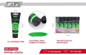 PINTURA ACRILICA NEON 75ML VERDE X 6