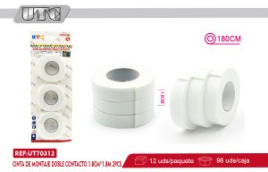 CINTA DE MONTAJE DOBLE CONTACTO 1.8CM*1.8M 3PCS