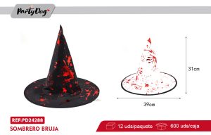 SOMBRERO BRUJA 31cm X12 UNI